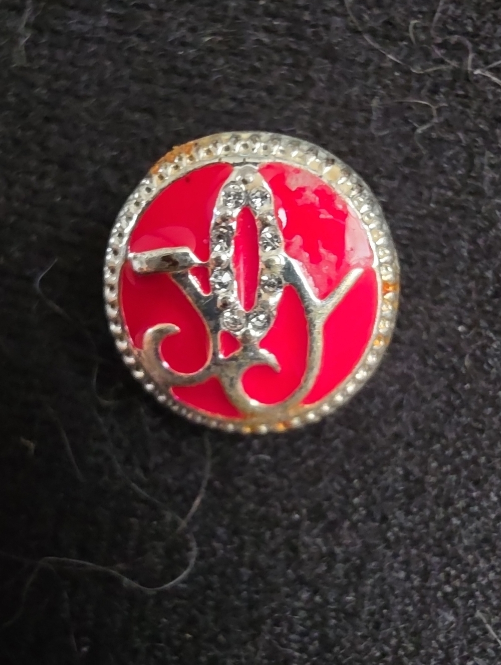 STYLE DOTS - Original - Red &  Crystal Accent 'JOY' Round Snap